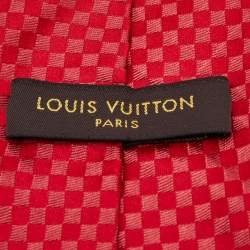 Louis Vuitton Red Damier Checkerboard Pattern Silk Tie