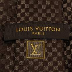 Louis Vuitton Brown Damier Checkerboard Pattern Silk Tie