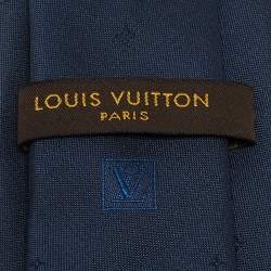 Louis Vuitton Navy Blue Logo Silk Tie