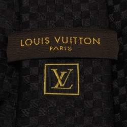 Louis Vuitton Black Damier Checkerboard Patterned Silk jacquard Tie