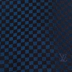 Louis Vuitton Navy Blue Two Tone Damier Silk Jacquard Tie