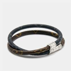 Louis Vuitton Keep It Double Canvas Silver Tone Wrap Bracelet