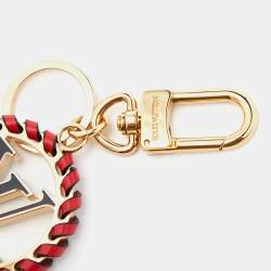Pre Owned Louis Vuitton Gold Tone Red Leather & Enamel Logo Very Bag Charm & Key Chain