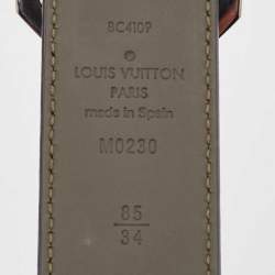 Pre Owned Louis Vuitton Black/Moss Green Leather Santur Reversible Belt 85 CM 