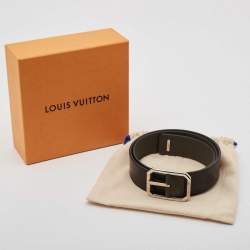 Pre Owned Louis Vuitton Black/Moss Green Leather Santur Reversible Belt 85 CM 