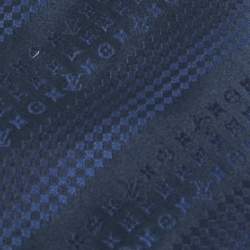 Pre Owned Louis Vuitton Navy Blue Diagonal Monogram Patterned Silk Traditional Tie
