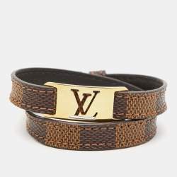 مملوكة مسبقًا Louis Vuitton Sign It Brown Canvas Gold Tone Wrap Bracelet