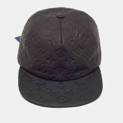 Pre Owned  Louis Vuitton X Virgil Abloh Limited Edition Black Casquette Monogram Quill Baseball Cap One Size