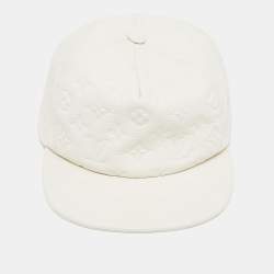 Pre Owned Louis Vuitton X Virgil Abloh Limited Edition White Casquette Monogram Quill Baseball Cap One Size