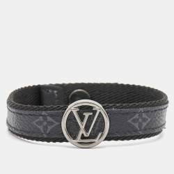 مملوكة مسبقًا Louis Vuitton LV Circle Monogram Eclipse Canvas Gunmetal Tone Bracelet