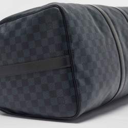 Louis Vuitton Damier Cobalt Canvas Keepall Bandouliere 55 Bag