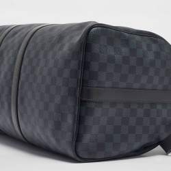 Louis Vuitton Damier Cobalt Canvas Keepall Bandouliere 55 Bag