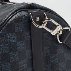 Louis Vuitton Damier Cobalt Canvas Keepall Bandouliere 55 Bag