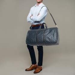 Louis Vuitton Damier Cobalt Canvas Keepall Bandouliere 55 Bag