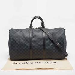 Louis Vuitton Damier Cobalt Canvas Keepall Bandouliere 55 Bag