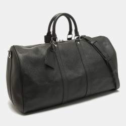 Pre Owned Louis Vuitton Black Leather Leather Keepall Bandoulière 50 Bag