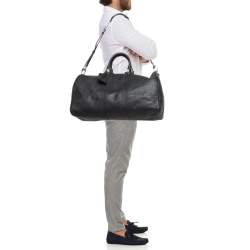 Pre Owned Louis Vuitton Black Leather Leather Keepall Bandoulière 50 Bag