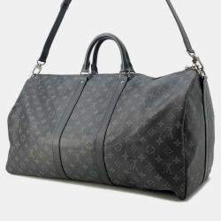 Louis Vuitton Noir Monogram Eclipse Keepall Bandouliere Size 55