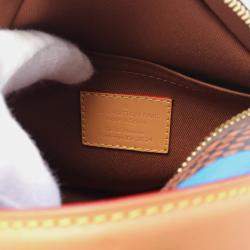 Louis Vuitton Blue Brown Coated Canvas Leather Damier Chess Handbag