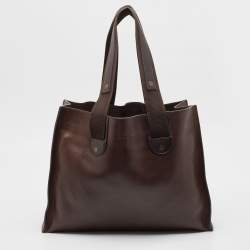 Pre Owned Louis Vuitton Dark Brown Utah Leather Mohi Tote