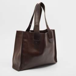 Pre Owned Louis Vuitton Dark Brown Utah Leather Mohi Tote