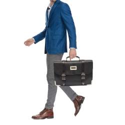 مملوكة مسبقًا Louis Vuitton Black Lizard Larry Briefcase Bag