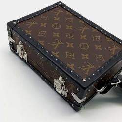 Pre Owned Louis Vuitton Black Brown Coated Canvas Macassar Clutch Box Bag