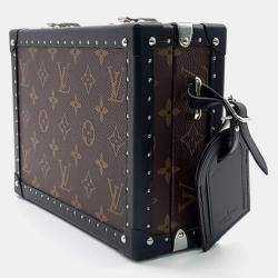 Pre Owned Louis Vuitton Black Brown Coated Canvas Macassar Clutch Box Bag