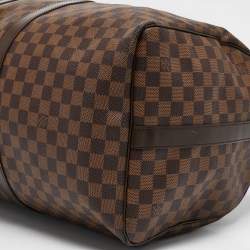 Louis Vuitton Damier Ebene Canvas Keepall Bandouliere 55 Bag