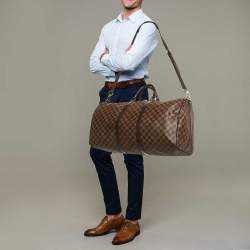 Louis Vuitton Damier Ebene Canvas Keepall Bandouliere 55 Bag