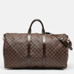 Louis Vuitton Damier Ebene Canvas Keepall Bandouliere 55 Bag