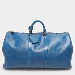 Louis Vuitton Blue Epi Leather Keepall 55 Bag