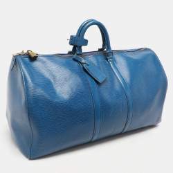 Louis Vuitton Blue Epi Leather Keepall 55 Bag