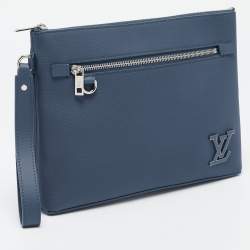 Louis Vuitton Bleu Atlantique Leather Takeoff Pouch