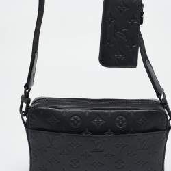 Louis Vuitton Black Monogram Shadow Leather Trio Messenger Bag