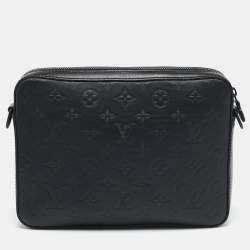 Louis Vuitton Black Monogram Shadow Leather Trio Messenger Bag