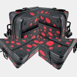 Louis Vuitton Black and Red Leather Soft Trunk Shoulder Bag