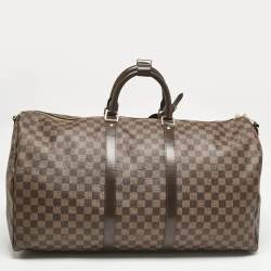 Pre Owned Louis Vuitton Damier Ebene Canvas Keepall Bandouliere 55 Bag