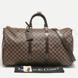 Pre Owned Louis Vuitton Damier Ebene Canvas Keepall Bandouliere 55 Bag