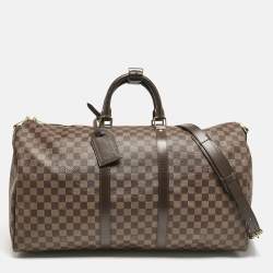 Pre Owned Louis Vuitton Damier Ebene Canvas Keepall Bandouliere 55 Bag