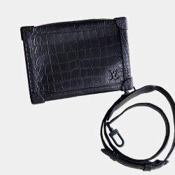 Louis Vuitton Black Crocodile Leather Soft Trunk Shoulder Bag