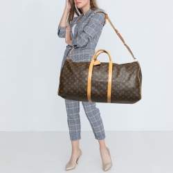 Louis Vuitton Brown Monogram Canvas Keepall Bandouliere 60 Bag