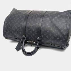 Louis Vuitton Black Leather Bandouliere Eclipse Keepall 55 bag