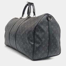 Louis Vuitton Black Leather Bandouliere Eclipse Keepall 55 bag
