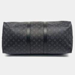 Louis Vuitton Black Leather Bandouliere Eclipse Keepall 55 bag