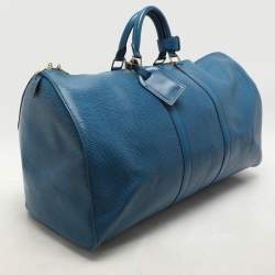 Louis Vuitton Blue Epi Leather Keepall 55 Bag