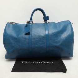 Louis Vuitton Blue Epi Leather Keepall 55 Bag