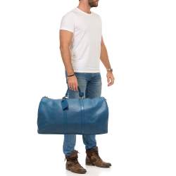Louis Vuitton Blue Epi Leather Keepall 55 Bag