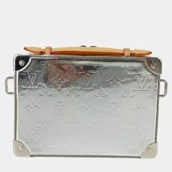 Louis Vuitton Metallic & Silver Patent Leather Monogram Mirror Handle Soft Trunk