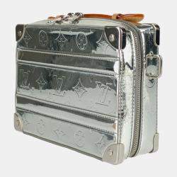 Louis Vuitton Metallic & Silver Patent Leather Monogram Mirror Handle Soft Trunk